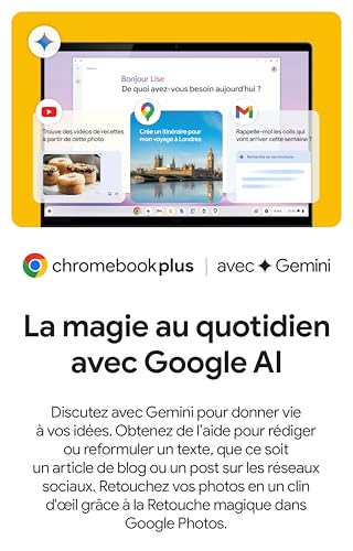 ASUS Chromebook Plus avec Google AI CX3402CBA-PQ0104 - 14" Full HD Laptop (Intel Core i3, 8GB RAM, 128GB UFS, ChromeOS) - AZERTY FR Keyboard