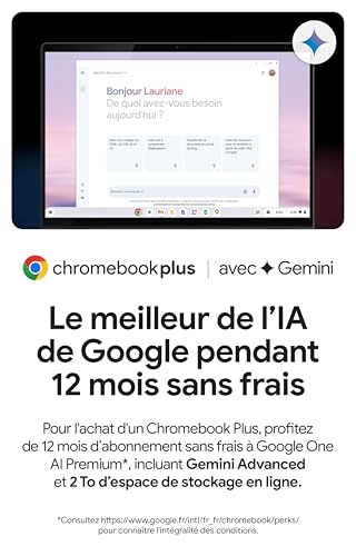 ASUS Chromebook Plus avec Google AI CX3402CBA-PQ0104 - 14" Full HD Laptop (Intel Core i3, 8GB RAM, 128GB UFS, ChromeOS) - AZERTY FR Keyboard