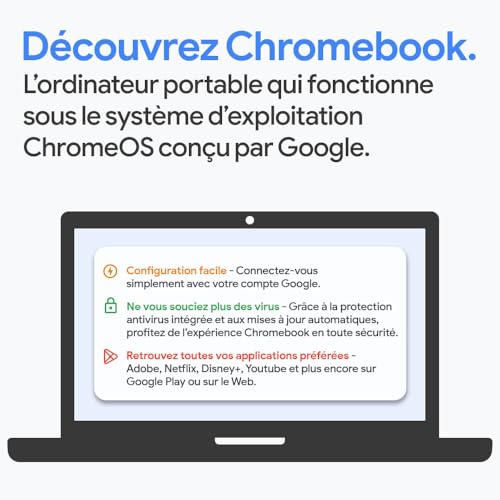 ASUS Chromebook Plus avec Google AI CX3402CBA-PQ0104 - 14" Full HD Laptop (Intel Core i3, 8GB RAM, 128GB UFS, ChromeOS) - AZERTY FR Keyboard